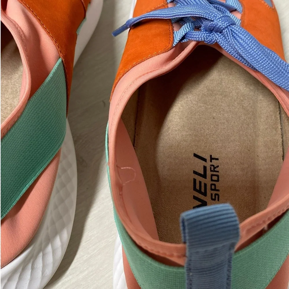 Vaneli Sport Womens Color Block Shikira Sneakers Orange Blue Peach 9N Athleisure